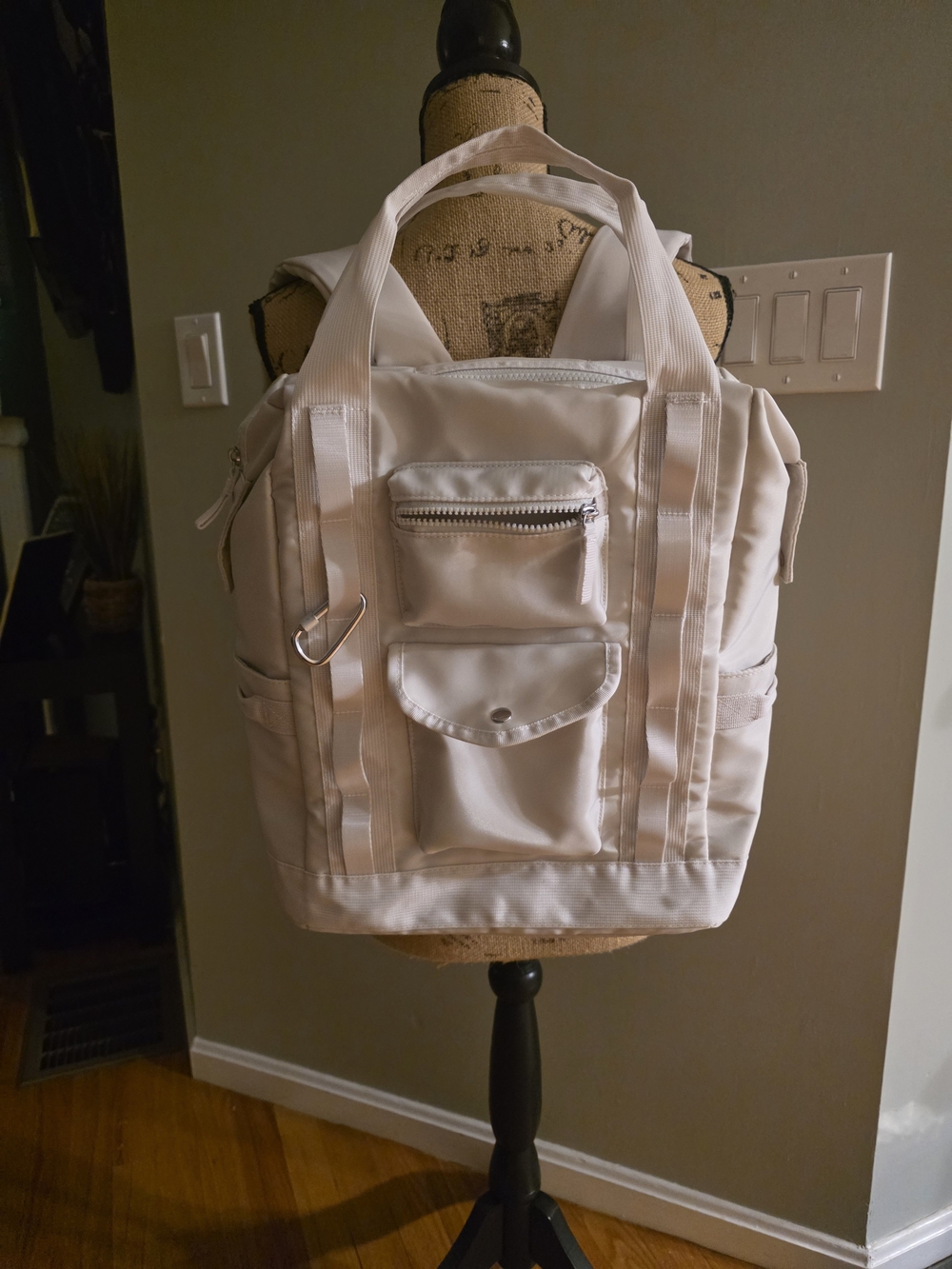 Minimalist White Men's Utility Backpack Tote